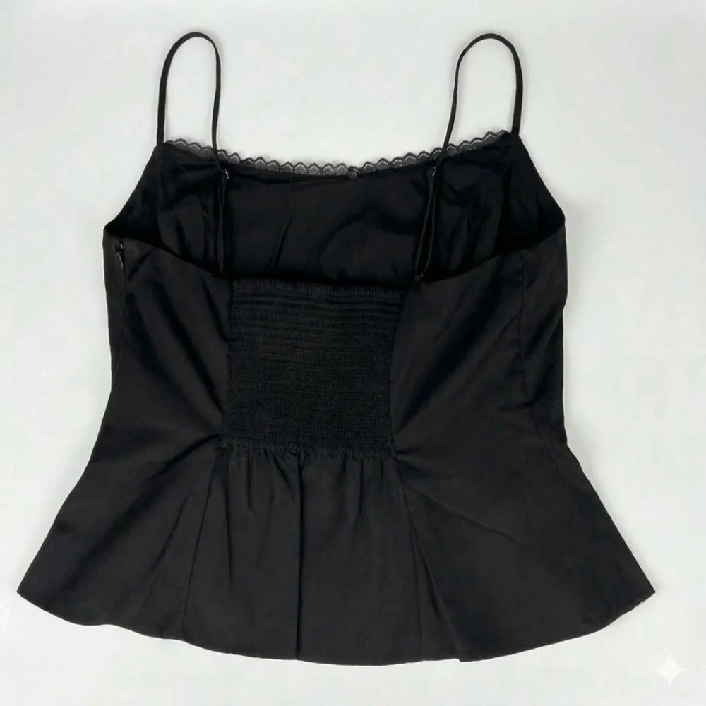 Reformation Genevieve Lace Trim Black Camisole Size 6 - Picture 8 of 8